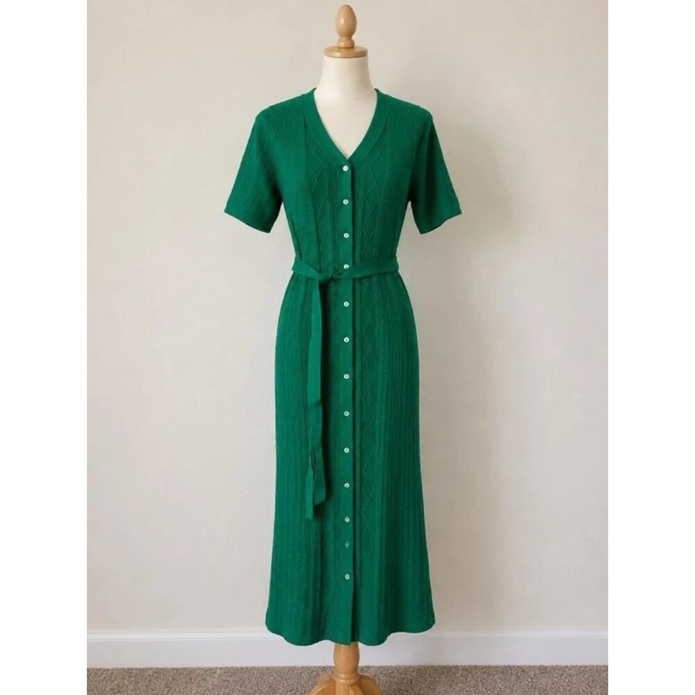 89th & Madison Emerald Green Button-Front Knit Maxi Dress